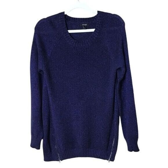 Apt. 9 Women’s Longline Sweater Medium‎ Zippers Blue Cabincore Long Sleev… - Picture 1 of 8
